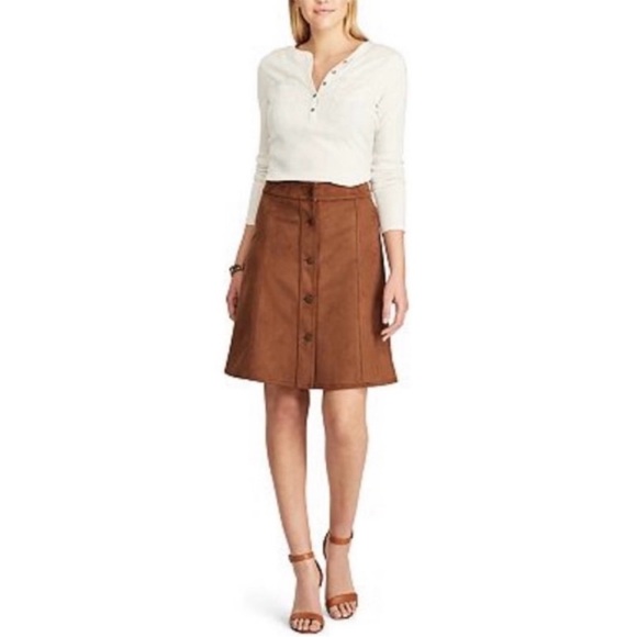 Chaps Dresses & Skirts - Chaps Brown Faux Suede A-Line Skirt Size 8